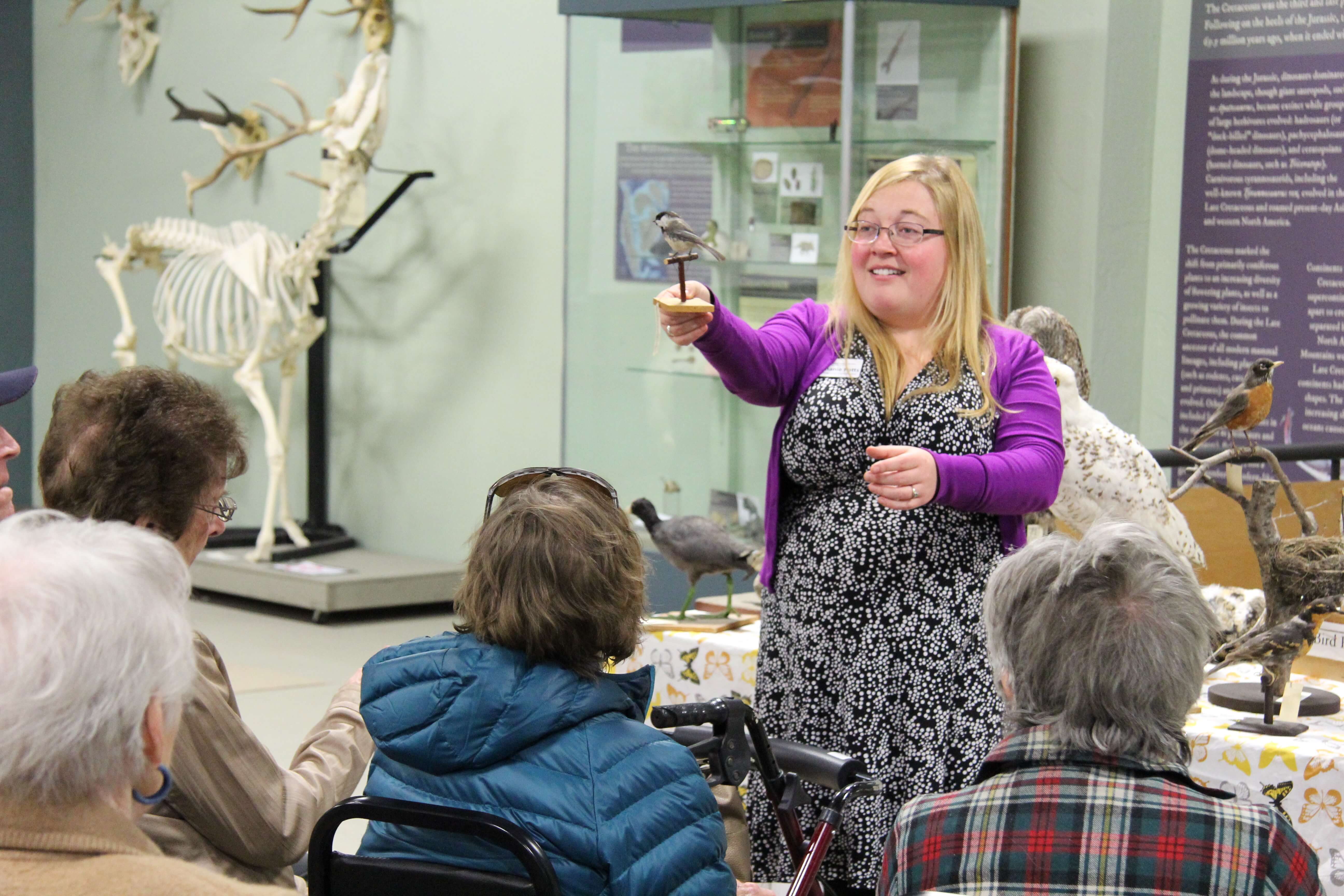 Stephanie Potts leads a Museum Tour for seniors at the Montana Natural History Center