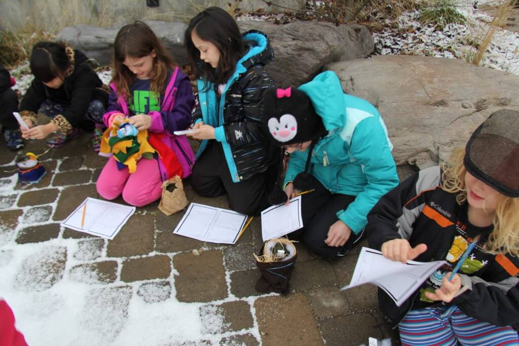 homeschool students doing a winter science experiment