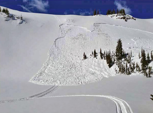 A slab avalanche triggered by a snowmobile. Photo/Friends of Bridger-Teton Avalanche Center.