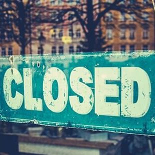 teal CLOSED sign