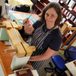 Audra Loyal, at her book-binding business
