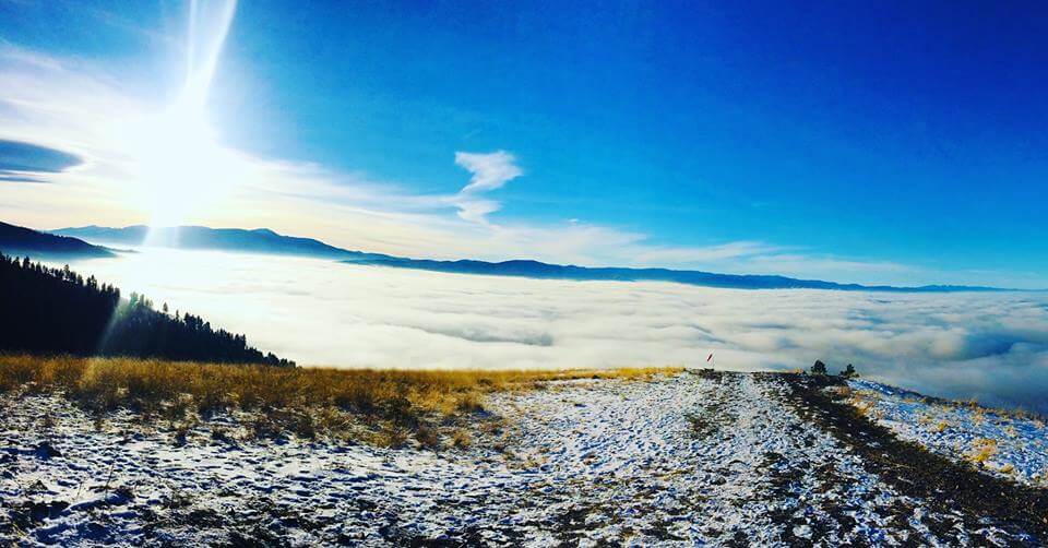 winter inversion over Missoula, view from top of Mount Sentinel